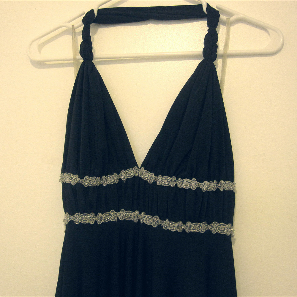 GUESS (S) Black Beaded Halter Dress Khaleesi